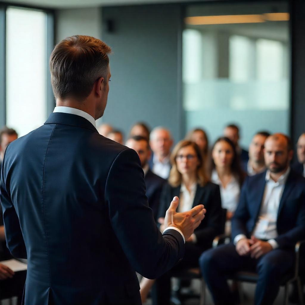 Jacob Stein speaking to an audience